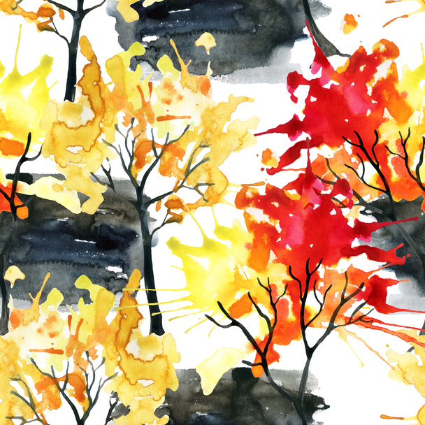 Aquarell Herbst Bäume nahtlose Muster - Foto, Bild