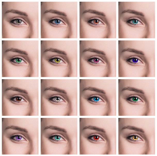 Kleurrijke ogen collage close-up - Foto, afbeelding