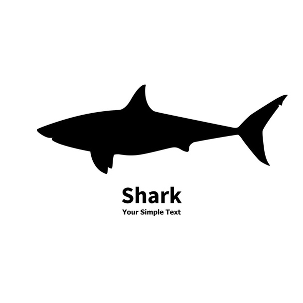 Vector illustration of black silhouette of shark - Vector, afbeelding