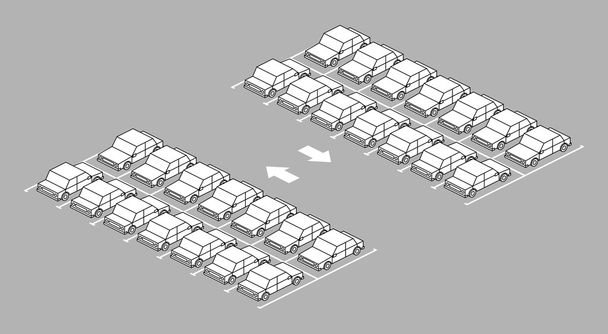 Parque de estacionamento cheio com seta na estrada cor preta e branca
 - Vetor, Imagem