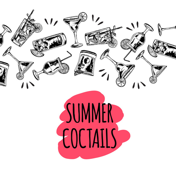 Sommer Coctails auf weißem Hintergrund - Vektor, Bild