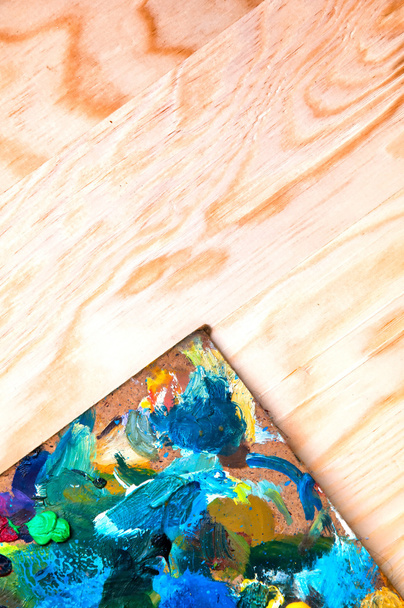 Malířské palety na dřevěné pozadí - Fotografie, Obrázek