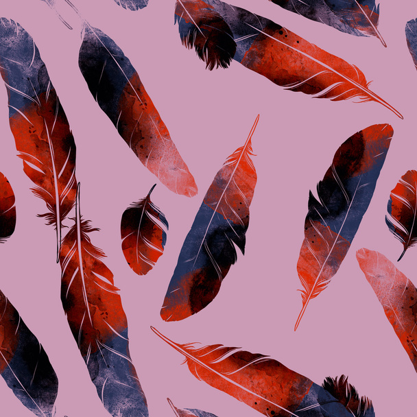 Seamless bird feathers pattern - Foto, Imagen