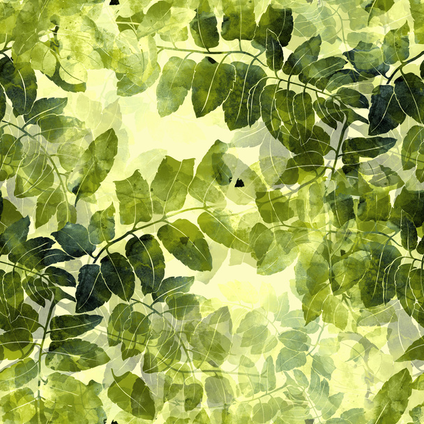 Απρόσκοπτη μοτίβο με πράσινα φύλλα - Φωτογραφία, εικόνα