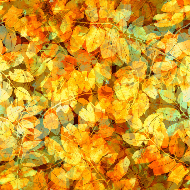 Бесшовный узор с осенними листьями - Фото, изображение