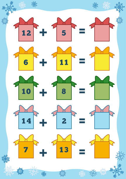 Counting Educational Game for Children. Addition worksheets - Vector, Image