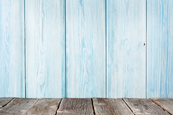 Wood shelf in front of wooden wall - Zdjęcie, obraz
