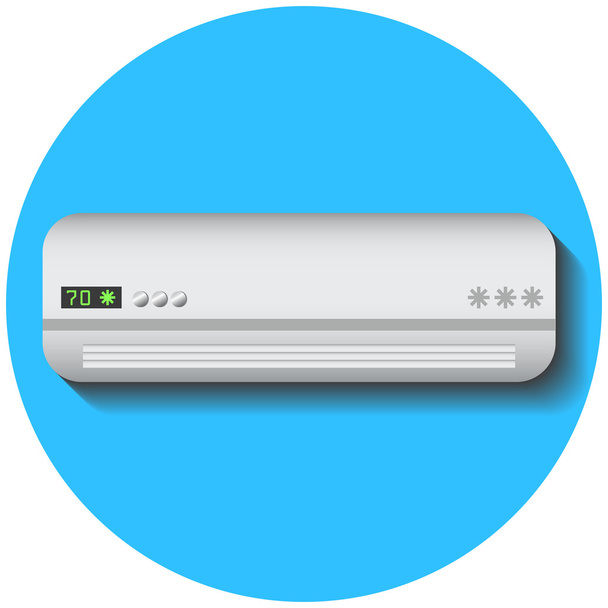 Modern air conditioner, flat vector illustration on blue - Vektor, Bild