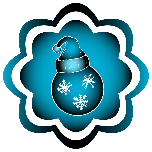 Ícone azul com bola de Natal
 - Vetor, Imagem