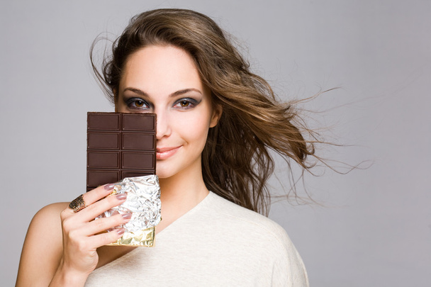 Chocolate loving brunette cutie. - Foto, Imagem