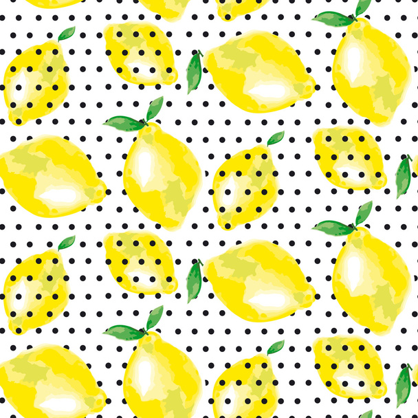 lemon motif. concept vivid back fashion backdrop with polka dot. - Vector, Image
