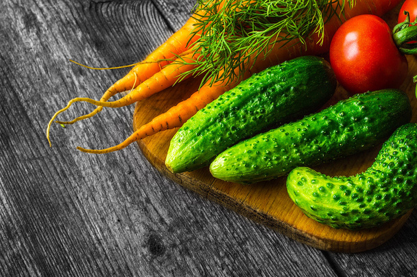 Fresh vegetables on wooden vintage table - Foto, immagini