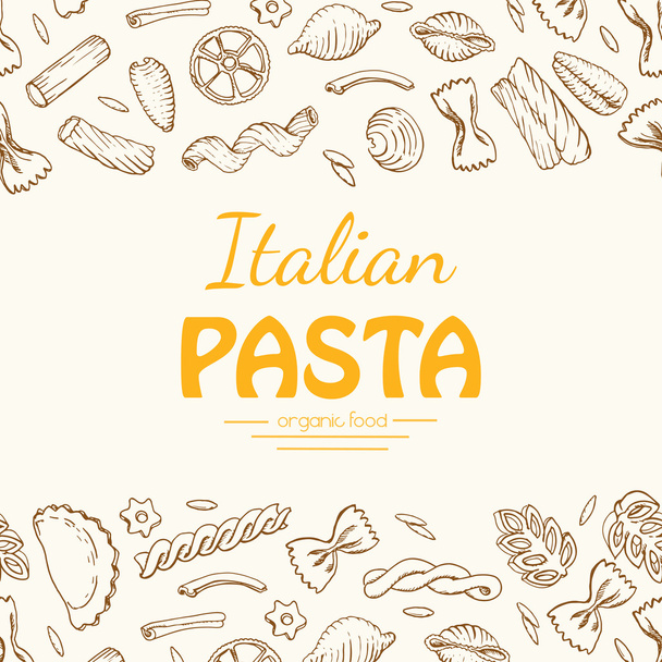Horizontal background with Italian pasta - Вектор,изображение