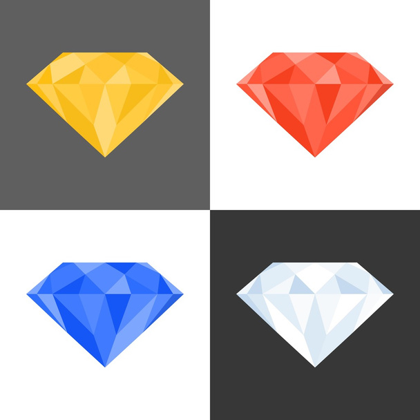3D gyémánt ikon, több színben, lapos kivitel - Vektor, kép