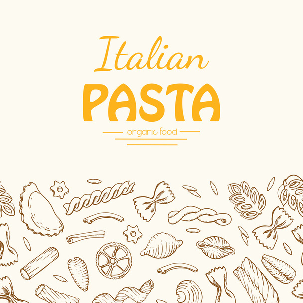 Horizontal background with Italian pasta - Вектор,изображение
