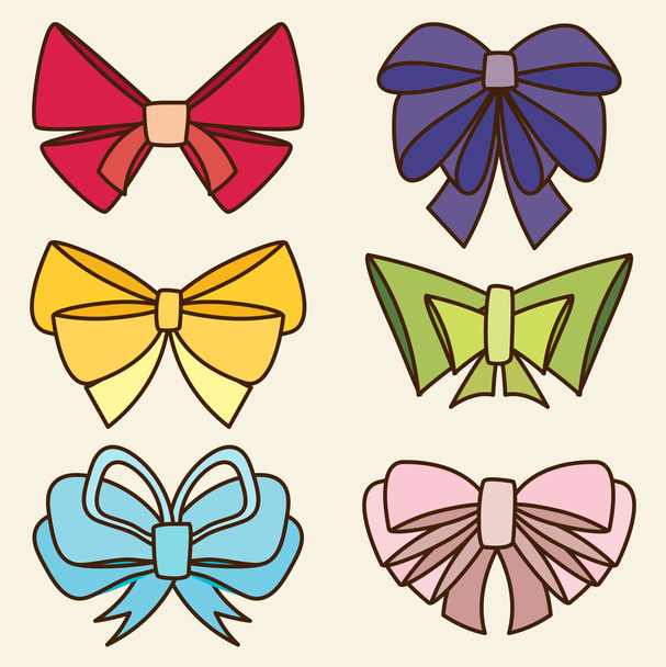 Set of various bows and ribbons. - Vector, Image