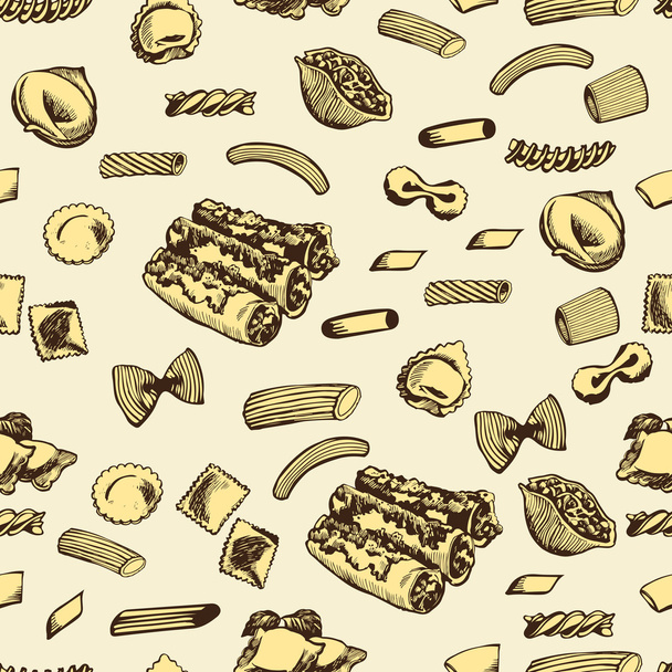 Graphic pattern with Italian pasta - Vector, Image