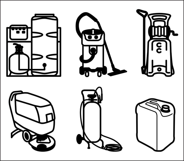 Set ilustración de equipos de limpieza
 - Vector, Imagen