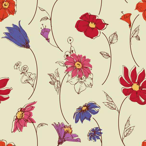Scattered flowers seamless pattern - Вектор,изображение