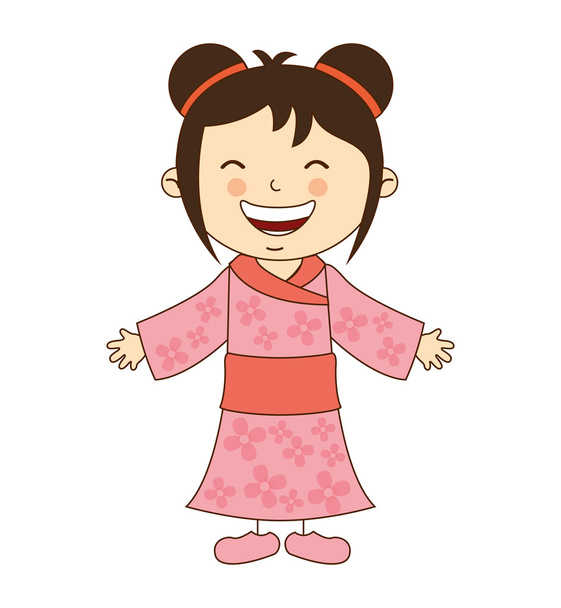 japanese girl character icon - Vector, Image