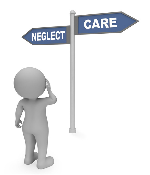 Neglect Care Sign Shows Looking After And Careful 3d Rendering - Photo, Image
