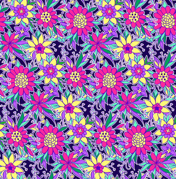 Vector seamless pattern with flower. Repeat colorful texture - Vektor, obrázek