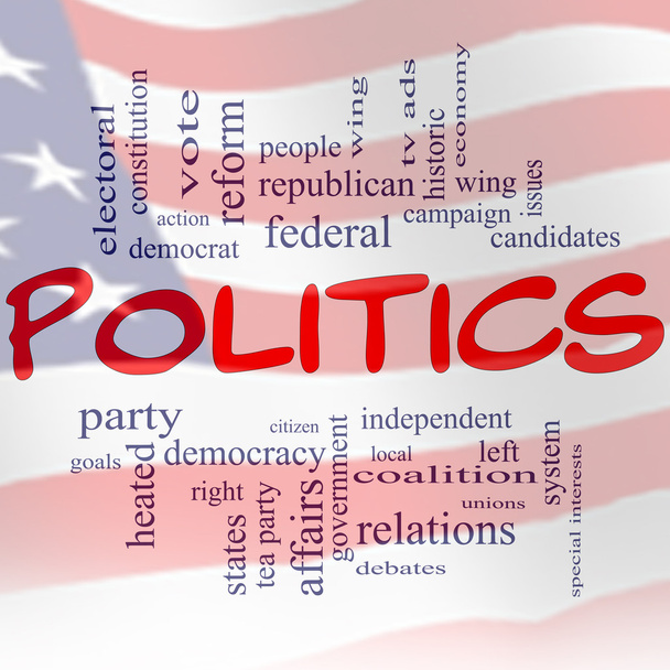Politiikka Word Cloud Concept Yhdysvaltain lippu
 - Valokuva, kuva