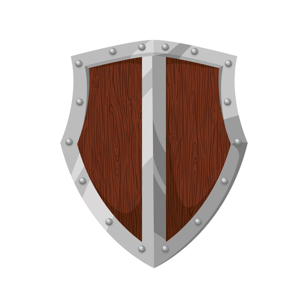 shield wood badge protection label security icon. Vector graphic - Vektör, Görsel