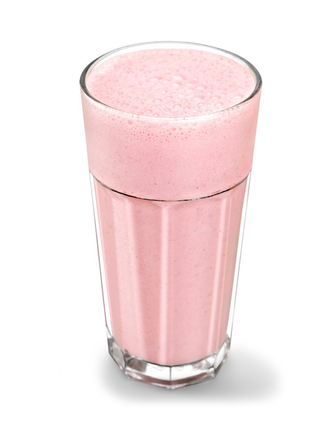 Glass of strawberry smoothie isolated - Fotoğraf, Görsel