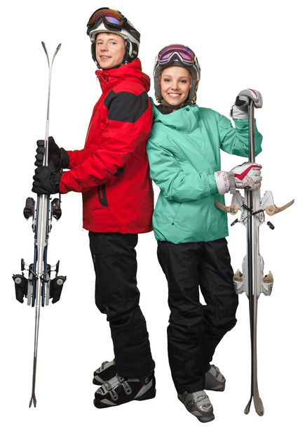 Happy Young Snowboarders - Valokuva, kuva