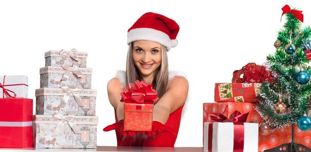 Mujer con muchas cajas de regalo
  - Foto, Imagen