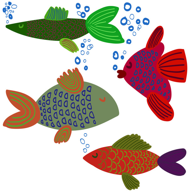 Sea color flat design fish - Фото, зображення