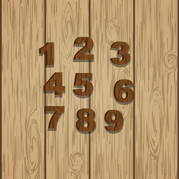 Grunge wooden numbers - Vektor, Bild