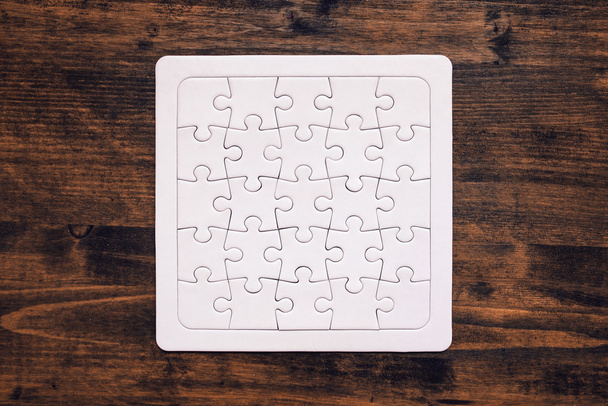 Completed jigsaw puzzle as copy space, top view - Fotó, kép