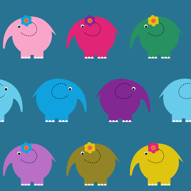 Seamless cute pattern with colorful funny elephants - Vektor, obrázek