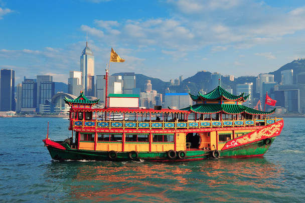Hong Kong skyline avec des bateaux
 - Photo, image