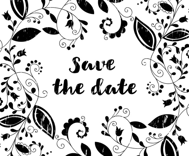 Black greeting or save the date card - Vector, Image