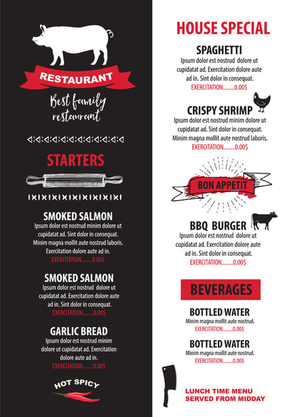 Restaurant cafe menu, template design - Vector, Image