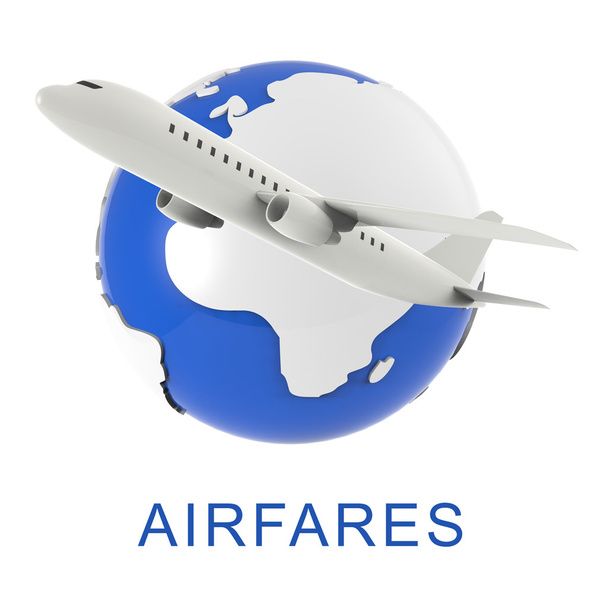 Vlucht Airfares middelen vliegtuigen prijzen en reizen van 3D-Rendering - Foto, afbeelding