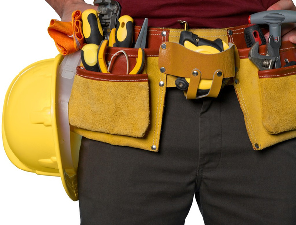 Male worker with tool belt - 写真・画像
