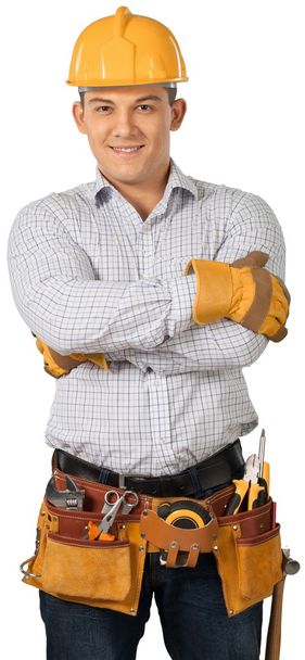Male worker with tool belt - Φωτογραφία, εικόνα