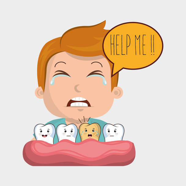 dolor enfermo infantil diente
 - Vector, imagen