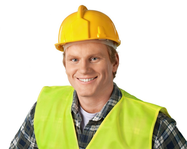 Construction Worker wearing helmet - Φωτογραφία, εικόνα