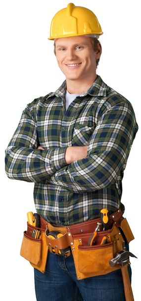 Trabajador masculino con cinturón de herramientas
 - Foto, Imagen