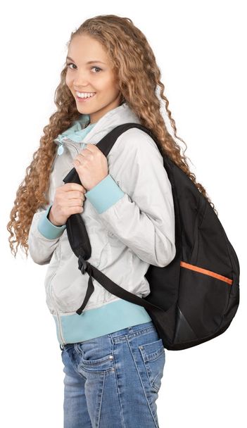 young woman posing with school bag - Φωτογραφία, εικόνα
