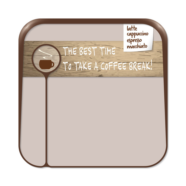 Brown box pro výplně textu s šálkem kávy annd slova t - Vektor, obrázek