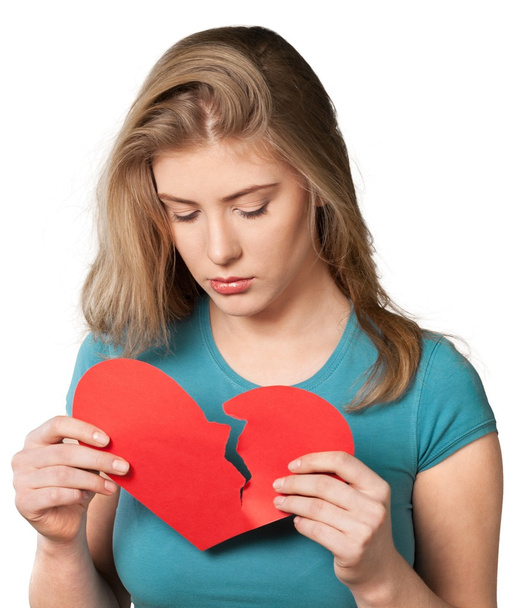  Frau mit rotem gebrochenem Herzen - Foto, Bild
