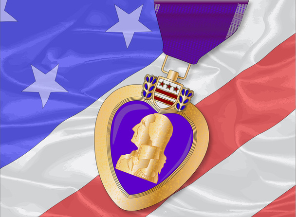 Bandera de seda y corazón púrpura
 - Vector, Imagen
