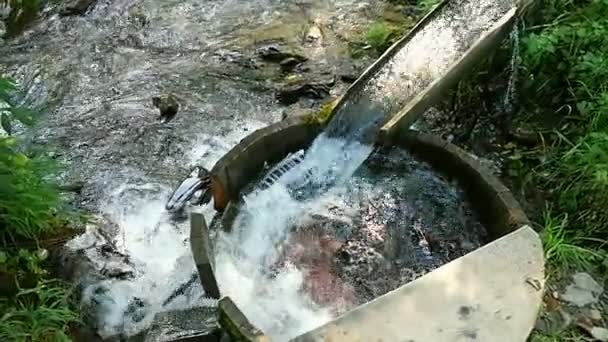 Wooden laundry on mountain river. Slow motion. - Footage, Video