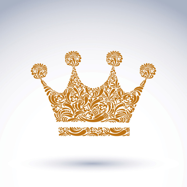 Brillante corona majestuosa estampada con flores
 - Vector, Imagen